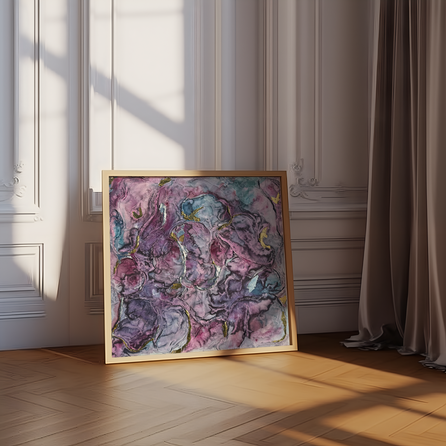 'Purple Love' Print,  Gedruckte Acrylmalerei auf hochwertigem Künstlerpapier, seidenmatt