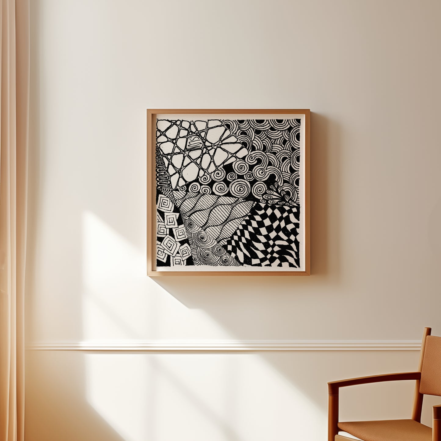 Neurografik Poster; Handgezeichnete, minimalistische geometrische Wandkunst auf hochwertigem Künstlerpapier
