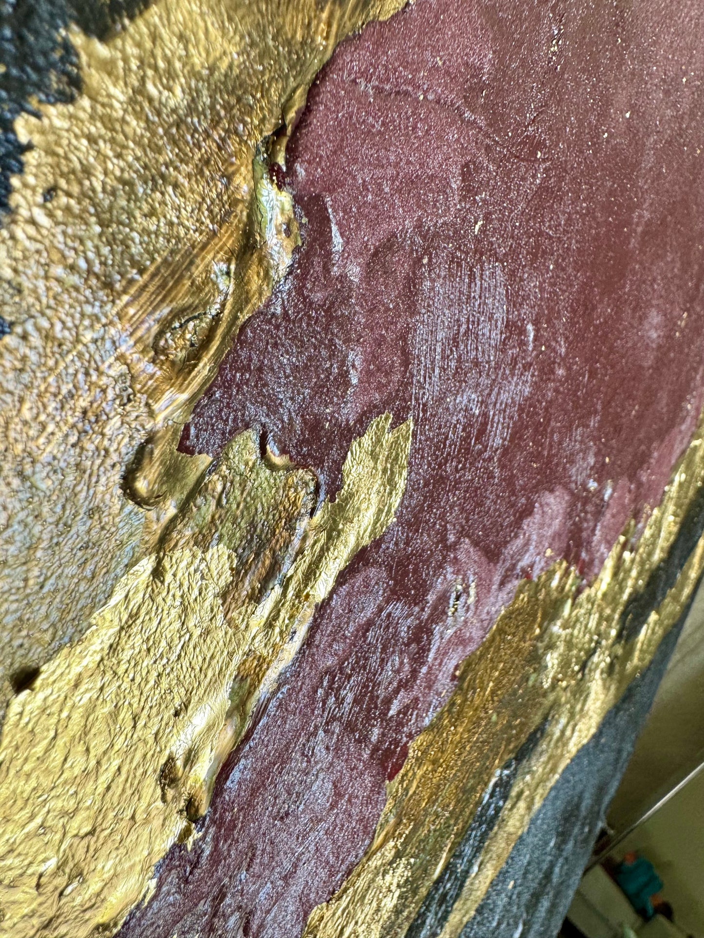 Goldene Tiefe, Abstrakte Acrylmalerei auf Leinwand, 50x70 cm; ungerahmt