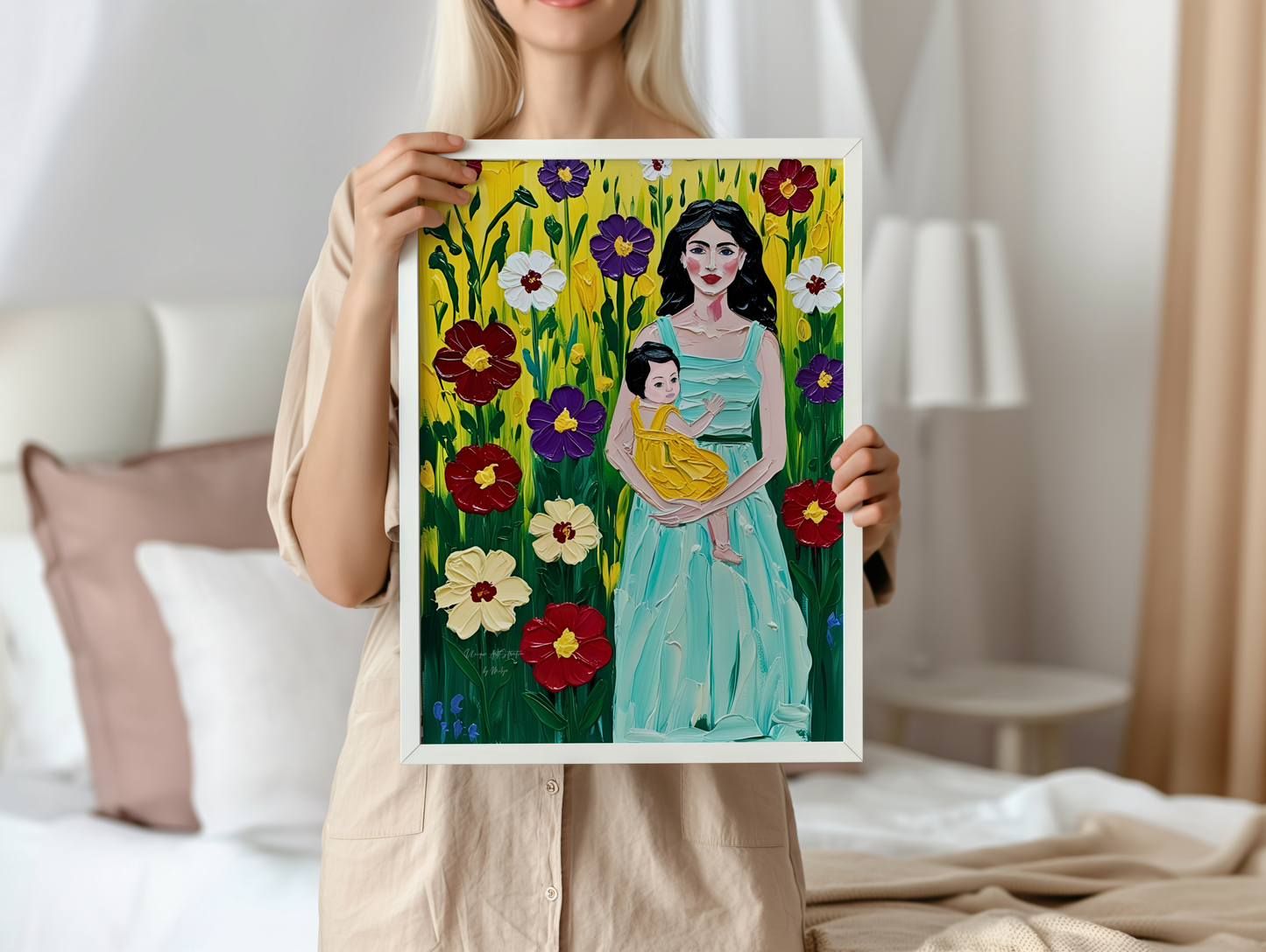 Mother in Spring Poster, Florales Acyrlbild, Blumenmotiv, Frühling Poster, Abstrakte Wandkunst,  ungerahmt; Wall Art, Home Decor, Art Prints