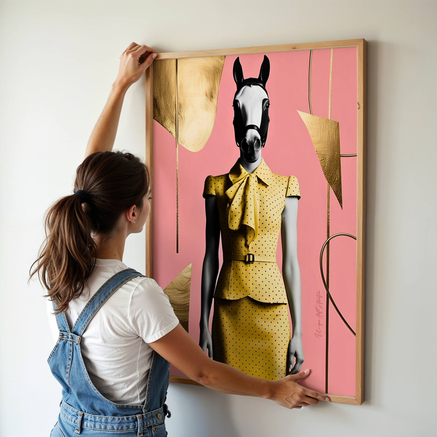 Italian Horse Lady - Extravagantes Poster, Pferdekopf, Luxury Decor, Framed Canva, Italian Design, Trendy Wall Art