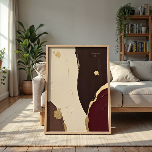 Natural Gold Poster, Beige Goldene Wandkunst, Elegante Wanddeko, ungerahmt; Wall Art, Home Decor, Trendy Poster - Hochwertiges Künstlerpapier, seidenmatt