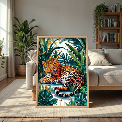 Silent Roar, Leoparden Poster, Bunte Wandkunst, Animal Print, Wanddekoration, ungerahmt; Wall Art, Home Decor - Hochwertiges Künstlerpapier, seidenmatt