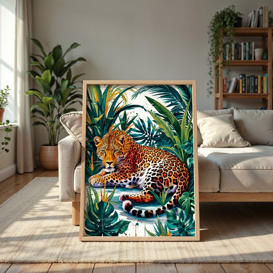 Silent Roar, Leoparden Poster, Bunte Wandkunst, Animal Print, Wanddekoration, ungerahmt; Wall Art, Home Decor - Hochwertiges Künstlerpapier, seidenmatt