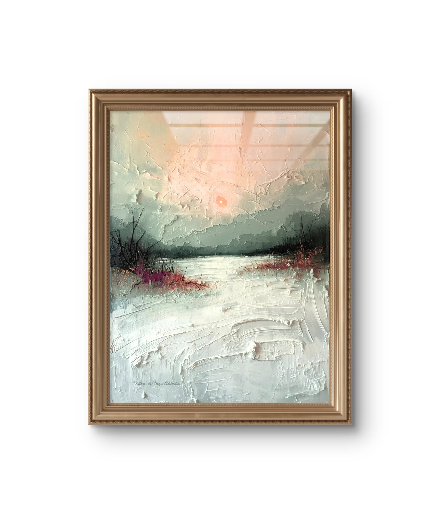 Abstraktes Winterposter mit sanften, kühlen Tönen – moderne Kunst von Unique ArtStraction, inspiriert von Stille, Klarheit und innerer Ruhe im Winter, Weihnachts Dekoration, Winter Dekoration, Poster