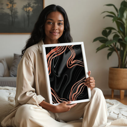 Black Amour Poster, Elegantes Wandposter,  Schwarz Kupferne Wanddekoration, Kunstdruck für Wohnräume, ungerahmt; Wall Art, Home Decor - Hochwertiges Künstlerpapier, seidenmatt