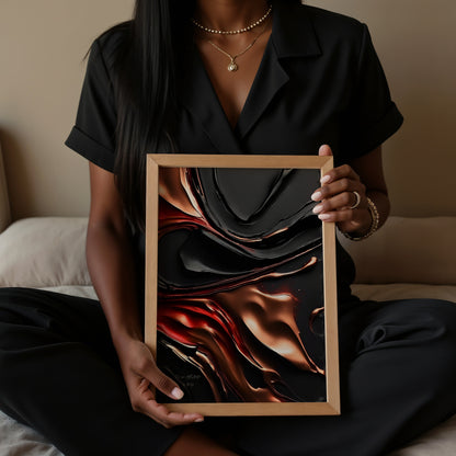 Dark Velvet Poster, Elegantes Wandposter, Schwarz Rosegoldene Wandkunst, ungerahmt - Hochwertiges Künstlerpapier, seidenmatt