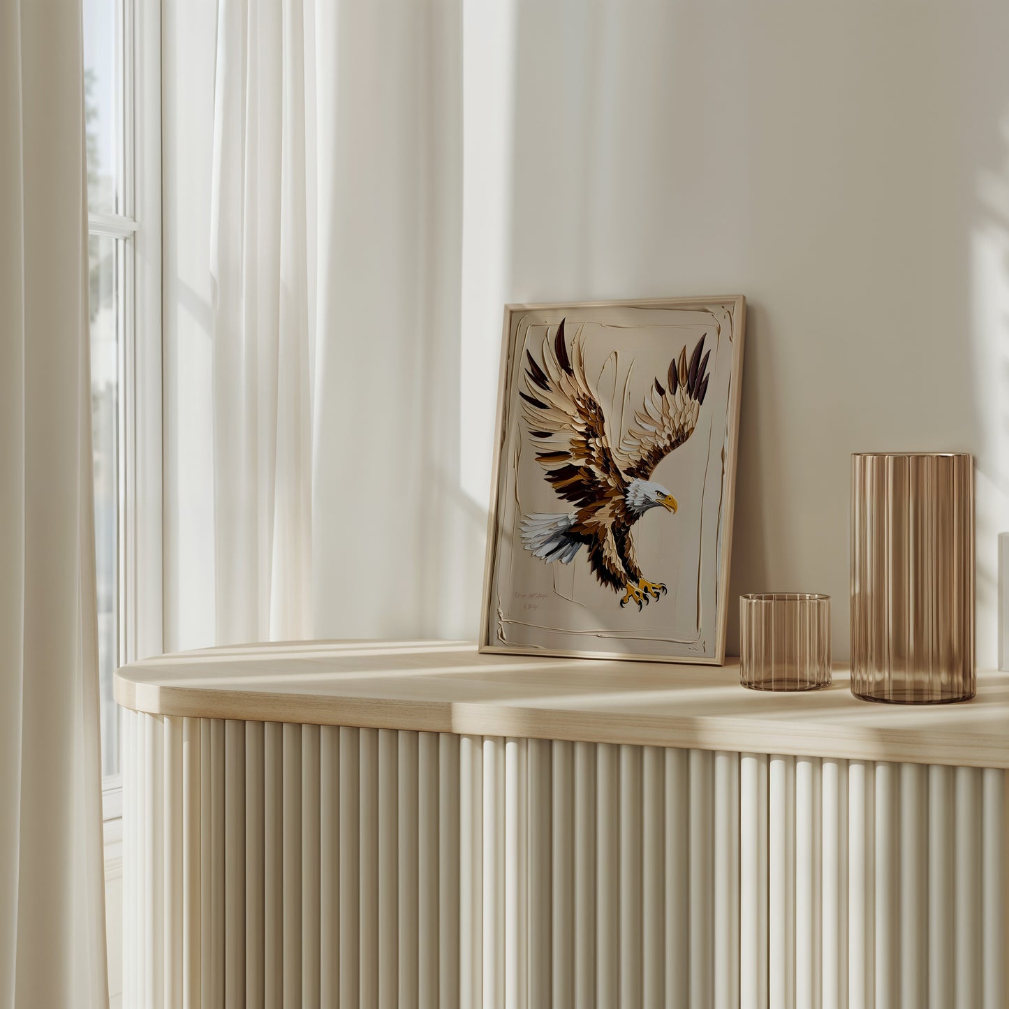 Golden Eagle, Adler Poster, Schwarz Goldene Beige Wandkunst, Animal Print, Wanddekoration, ungerahmt; Wall Art, Home Decor - Hochwertiges Künstlerpapier, seidenmatt
