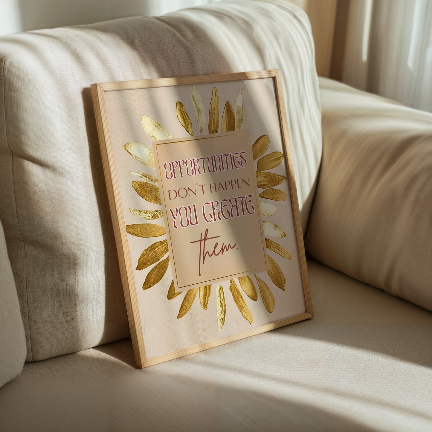 Motivation Poster, Beige Goldene Wandkunst, Quote, Golden Wall Art, ungerahmt; Wall Art, Home Decor - Hochwertiges Künstlerpapier, seidenmatt