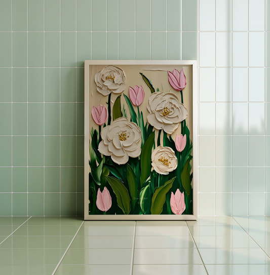 Flowers of Spring Poster, Florales Acyrlbild, Blumenmotiv, Frühling Poster, Abstrakte Wandkunst,  ungerahmt; Wall Art, Home Decor, Art Prints - Hochwertiges Künstlerpapier, seidenmatt