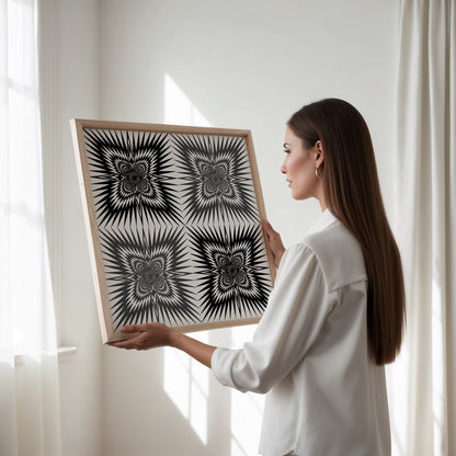 Neurografik Poster; Handgezeichnete, minimalistische geometrische Wandkunst auf hochwertigem Künstlerpapier