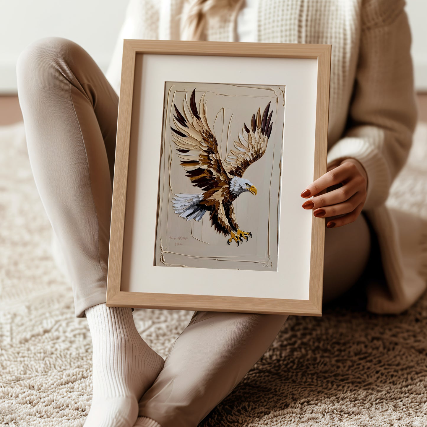 Golden Eagle, Adler Poster, Schwarz Goldene Beige Wandkunst, Animal Print, Wanddekoration, ungerahmt; Wall Art, Home Decor - Hochwertiges Künstlerpapier, seidenmatt