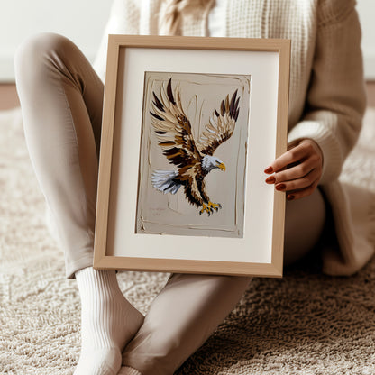 Golden Eagle, Adler Poster, Schwarz Goldene Beige Wandkunst, Animal Print, Wanddekoration, ungerahmt; Wall Art, Home Decor - Hochwertiges Künstlerpapier, seidenmatt