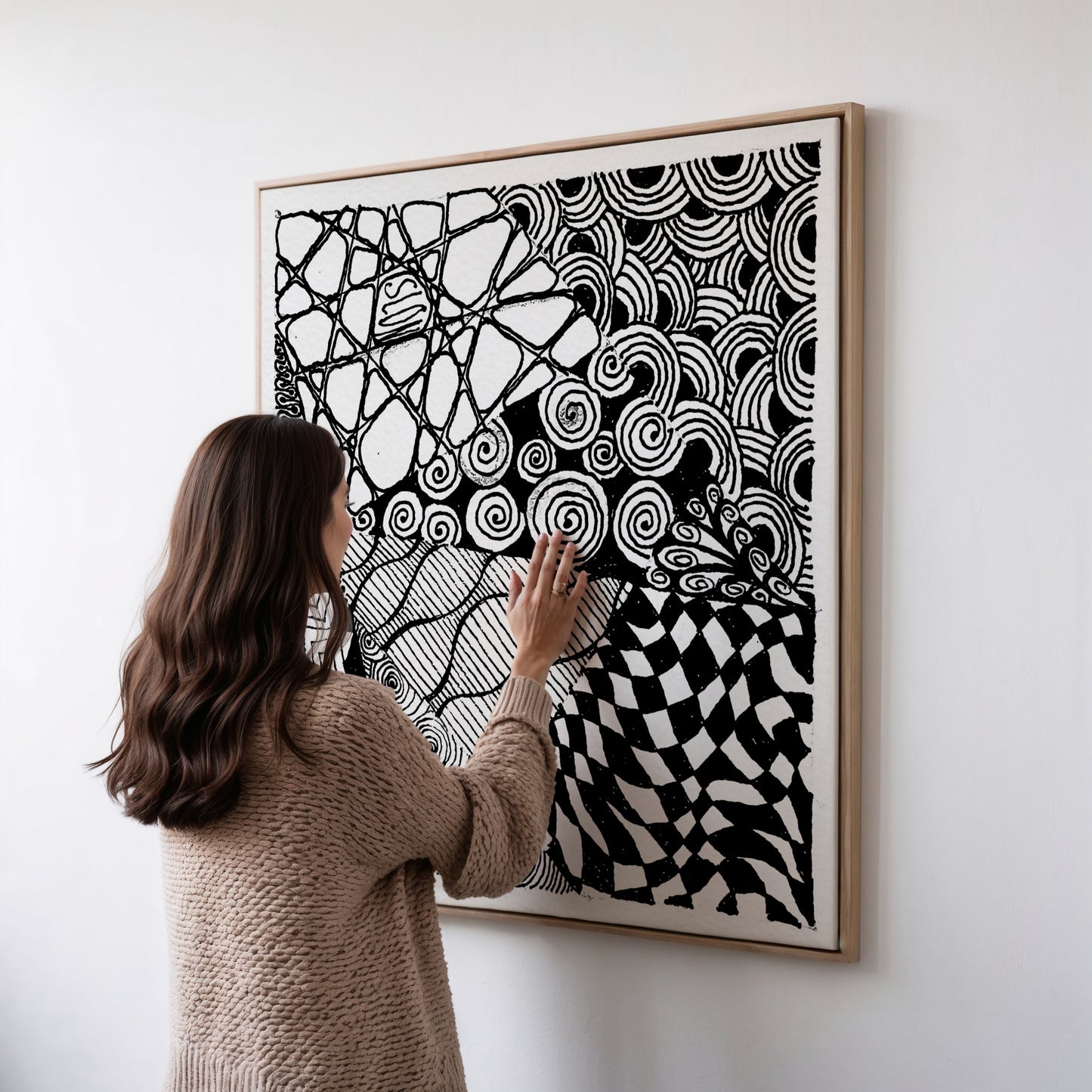 Neurografik Poster; Handgezeichnete, minimalistische geometrische Wandkunst auf hochwertigem Künstlerpapier