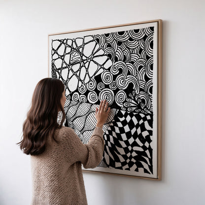 Neurografik Poster; Handgezeichnete, minimalistische geometrische Wandkunst auf hochwertigem Künstlerpapier