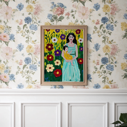 Mother in Spring Poster, Florales Acyrlbild, Blumenmotiv, Frühling Poster, Abstrakte Wandkunst,  ungerahmt; Wall Art, Home Decor, Art Prints