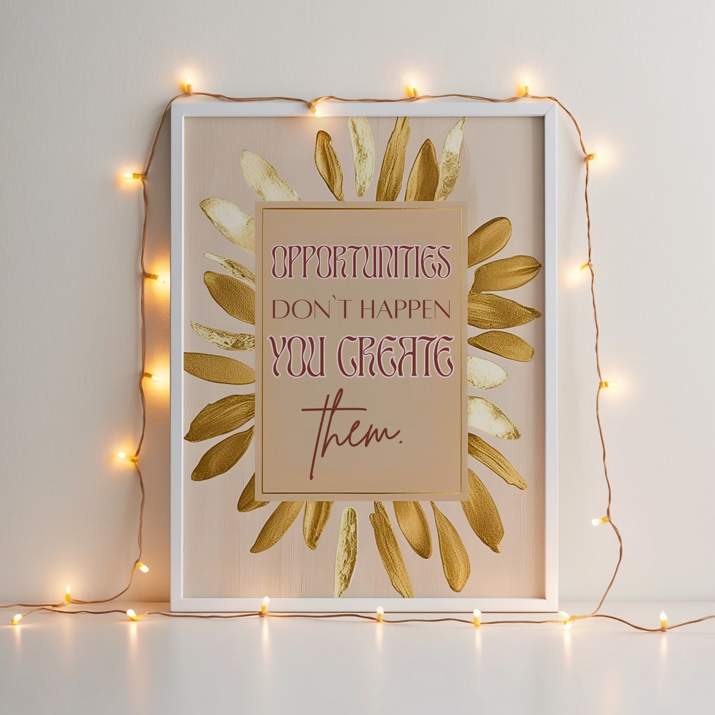 Motivation Poster, Beige Goldene Wandkunst, Quote, Golden Wall Art, ungerahmt; Wall Art, Home Decor - Hochwertiges Künstlerpapier, seidenmatt