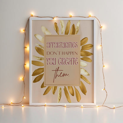 Motivation Poster, Beige Goldene Wandkunst, Quote, Golden Wall Art, ungerahmt; Wall Art, Home Decor - Hochwertiges Künstlerpapier, seidenmatt