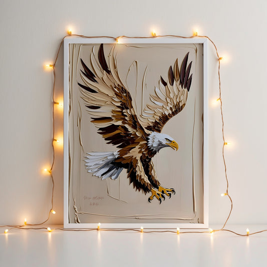 Golden Eagle, Adler Poster, Schwarz Goldene Beige Wandkunst, Animal Print, Wanddekoration, ungerahmt; Wall Art, Home Decor - Hochwertiges Künstlerpapier, seidenmatt