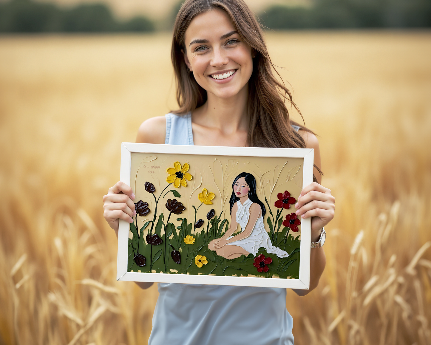 Loving Spring Poster, Florales Acyrlbild, Blumenmotiv, Frühling Poster, Abstrakte Wandkunst,  ungerahmt; Wall Art, Home Decor, Art Prints - Hochwertiges Künstlerpapier, seidenmatt