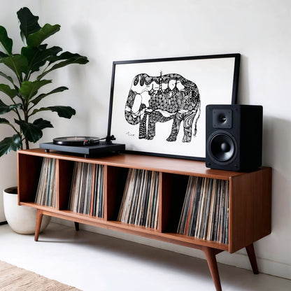 Neurografik Elefant Poster, minimalistische geometrische Wandkunst, Handgezeichnete Wanddeko, ungerahmt, Trendy Wall Art, Wall Decor, Wall Art Prints - Hochwertiges Künstlerpapier, seidenmatt