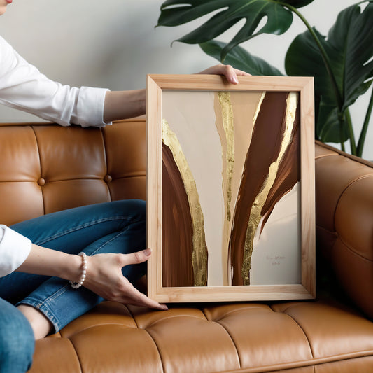 Natural Gold Poster, Beige Goldene Wandkunst, Golden Wall Art, Elegante Wanddeko, ungerahmt; Wall Art, Home Decor - Hochwertiges Künstlerpapier, seidenmatt