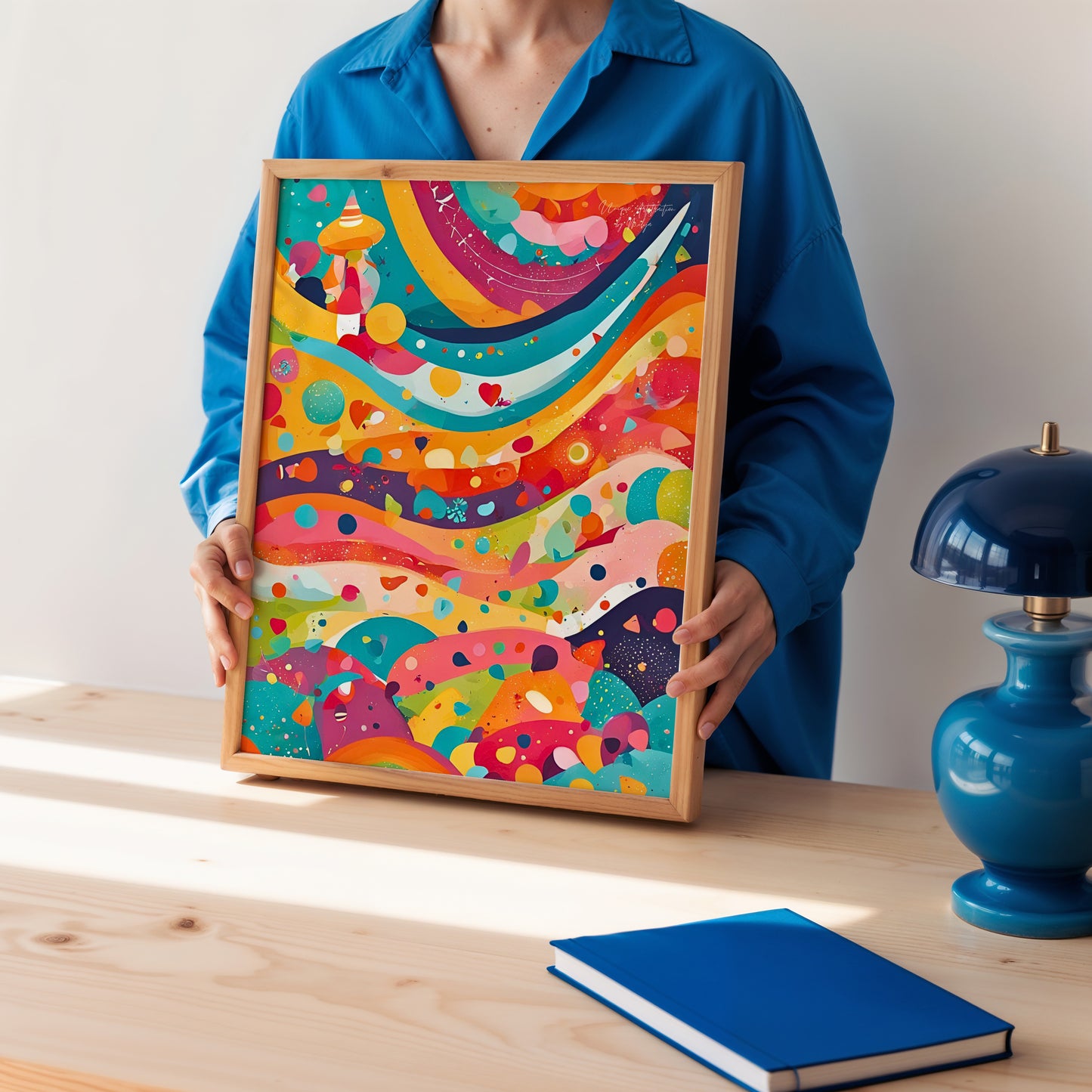 Color Waves, Buntes abstraktes Poster, Kunstdruck für Wohnräume und Kinderzimmer, Hochwertiges Künstlerpapier, seidenmatt