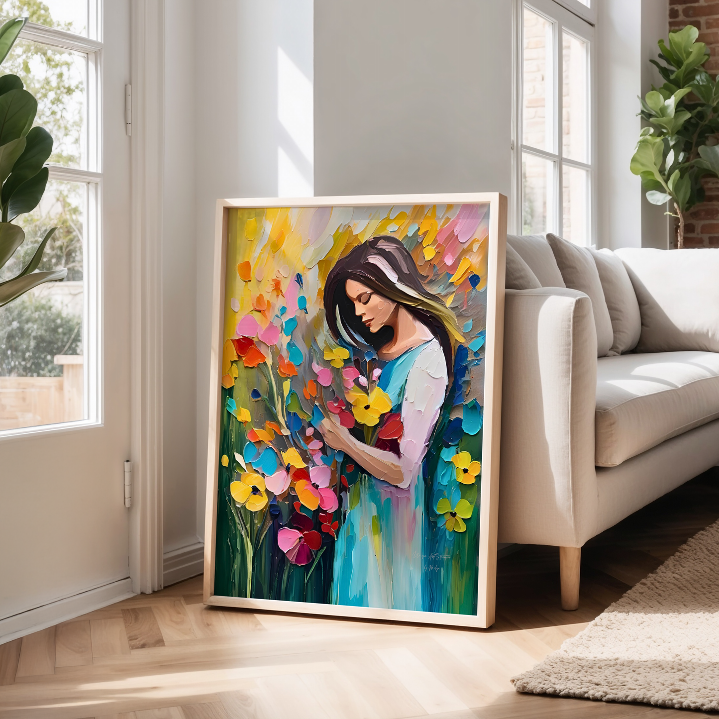 Woman of Spring Poster, Florales Acyrlbild, Blumenmotiv, Frühling Poster, Abstrakte Wandkunst,  ungerahmt; Wall Art, Home Decor, Art Prints - Hochwertiges Künstlerpapier, seidenmatt