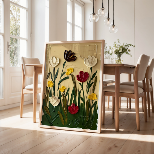 Flowers of Spring Poster, Florales Acyrlbild, Blumenmotiv, Frühling Poster, Abstrakte Wandkunst,  ungerahmt; Wall Art, Home Decor, Art Prints -Hochwertiges Künstlerpapier, seidenmatt