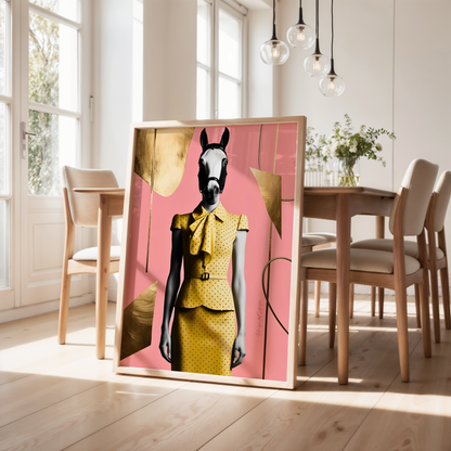 Italian Horse Lady - Extravagantes Poster, Pferdekopf, Luxury Decor, Framed Canva, Italian Design, Trendy Wall Art