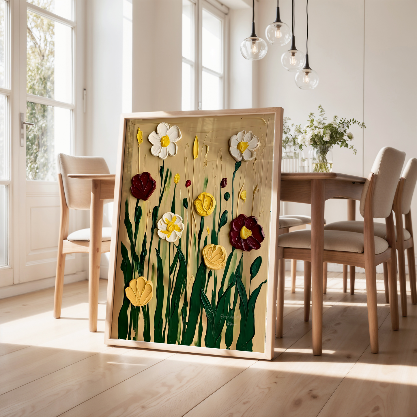 Flowers of Spring Poster, Florales Acyrlbild, Blumenmotiv, Frühling Poster, Abstrakte Wandkunst,  ungerahmt; Wall Art, Home Decor, Art Prints - Hochwertiges Künstlerpapier, seidenmatt