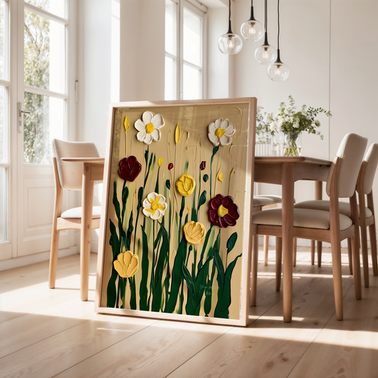 Flowers of Spring Poster, Florales Acyrlbild, Blumenmotiv, Frühling Poster, Abstrakte Wandkunst,  ungerahmt; Wall Art, Home Decor, Art Prints - Hochwertiges Künstlerpapier, seidenmatt