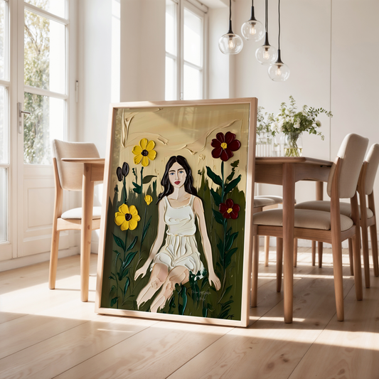 Loving Spring Poster, Florales Acyrlbild, Blumenmotiv, Frühling Poster, Abstrakte Wandkunst,  ungerahmt; Wall Art, Home Decor, Art Prints - Hochwertiges Künstlerpapier, seidenmatt