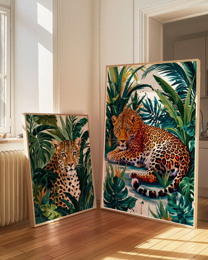 Wild Essence, Leoparden Poster, Bunte Wandkunst, Animal Print, Wanddekoration, ungerahmt - Hochwertiges Künstlerpapier, seidenmatt
