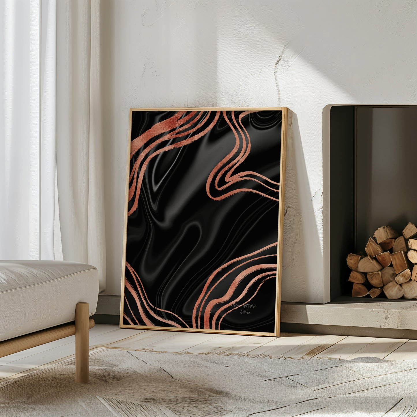 Black Amour Poster, Elegantes Wandposter,  Schwarz Kupferne Wanddekoration, Kunstdruck für Wohnräume, ungerahmt; Wall Art, Home Decor