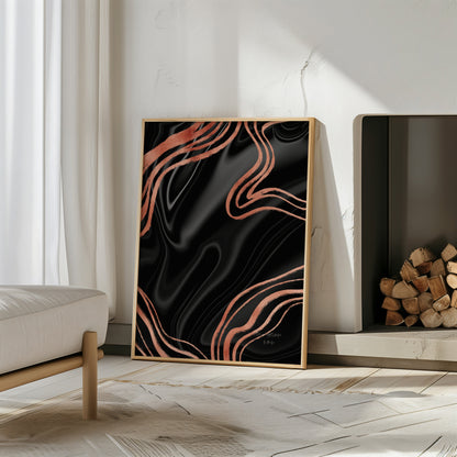 Black Amour Poster, Elegantes Wandposter,  Schwarz Kupferne Wanddekoration, Kunstdruck für Wohnräume, ungerahmt; Wall Art, Home Decor - Hochwertiges Künstlerpapier, seidenmatt