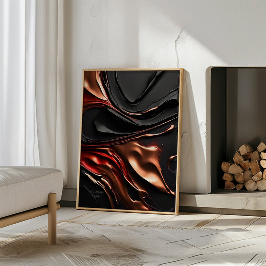Dark Velvet Poster, Elegantes Wandposter, Schwarz Rosegoldene Wandkunst, ungerahmt - Hochwertiges Künstlerpapier, seidenmatt