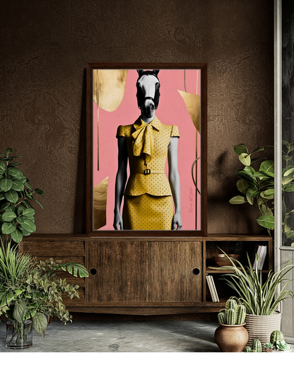 Italian Horse Lady - Extravagante gerahmte Leinwand, Holzrahmen, Luxury Decor, Framed Canva, Italian Design, Trendy Wall Art