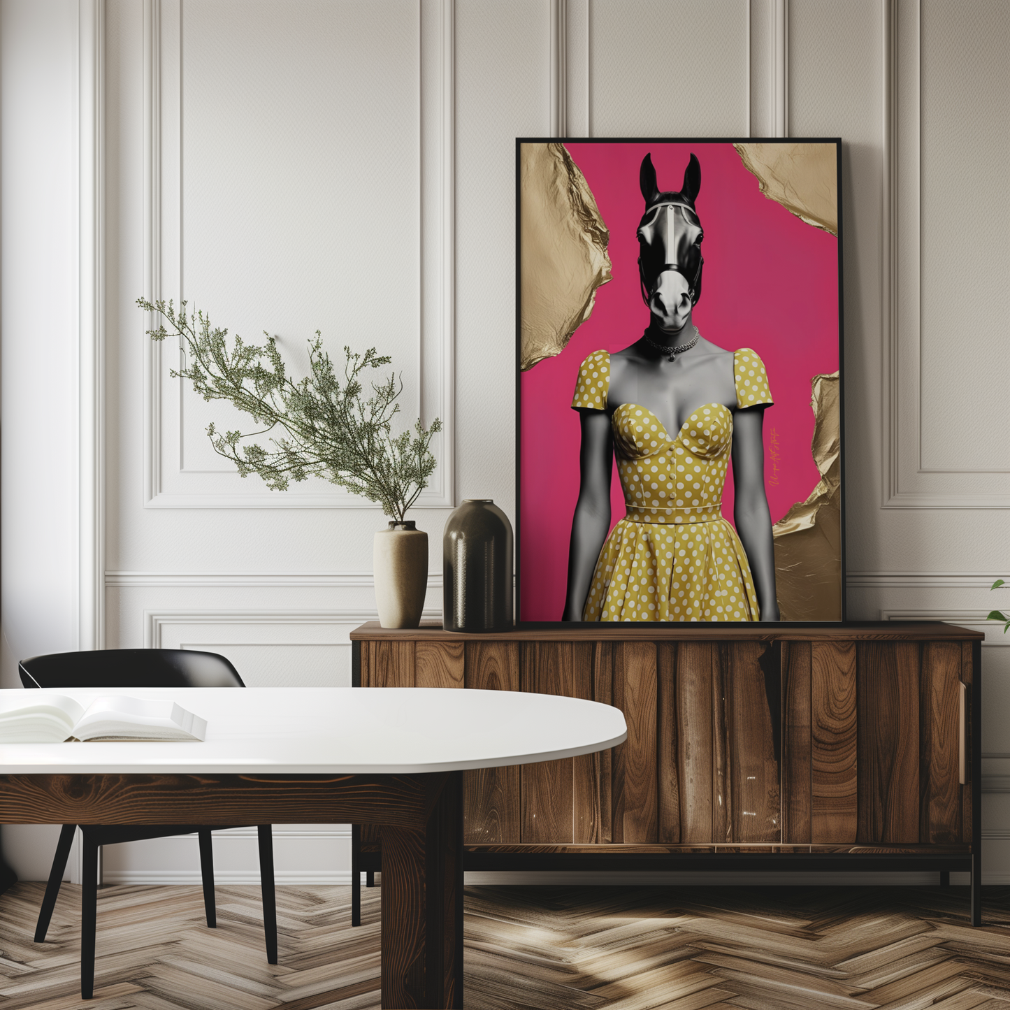 Italian Horse Lady -Extravagantes Poster, Italienische Frau, Luxury Decor, Italian Design, Trendy Wall Art