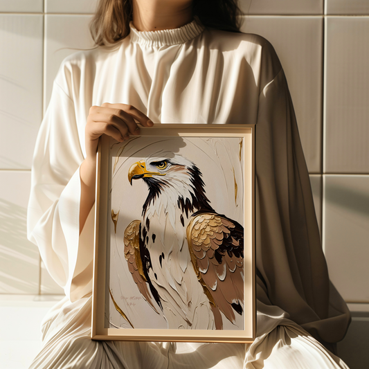 Golden Eagle, Adler Poster, Schwarz Goldene Beige Wandkunst, Animal Print, Wanddekoration, ungerahmt; Wall Art, Home Decor - Hochwertiges Künstlerpapier, seidenmatt