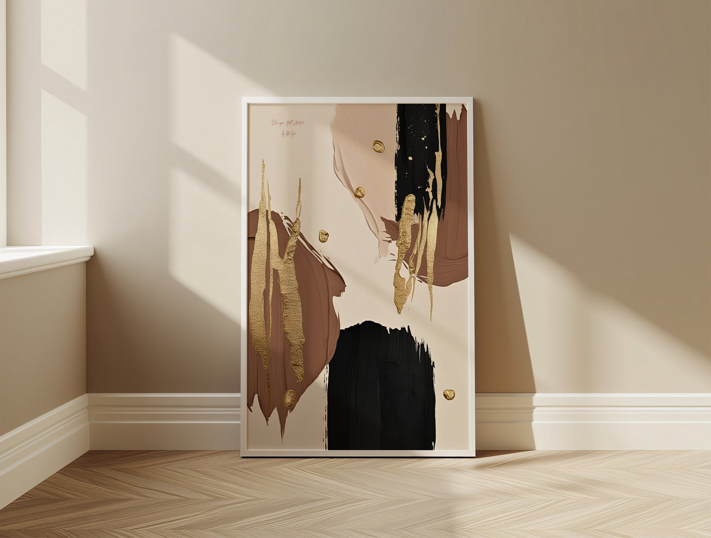 Natural Gold Poster, Beige Goldene Wandkunst, Elegante Wanddekoration, ungerahmt; Wall Art, Home Decor, Trendy Poster - Hochwertiges Künstlerpapier, seidenmatt