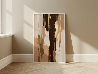 Natural Gold Poster, Beige Goldene Wandkunst, Golden Wall Art, Elegante Wanddeko, ungerahmt; Wall Art, Home Decor - Hochwertiges Künstlerpapier, seidenmatt