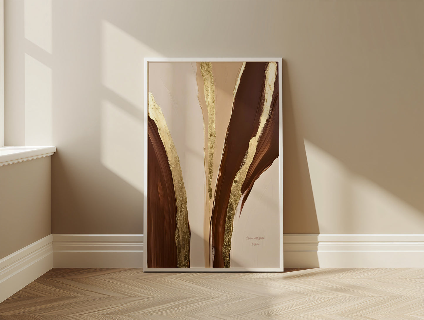 Natural Gold Poster, Beige Goldene Wandkunst, Golden Wall Art, Elegante Wanddeko, ungerahmt; Wall Art, Home Decor - Hochwertiges Künstlerpapier, seidenmatt