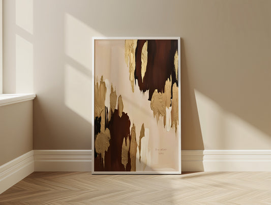 Natural Gold Poster, Beige Goldene Wandkunst, Elegante Wanddeko, Golden Wall Art, ungerahmt; Wall Art, Home Decor - Hochwertiges Künstlerpapier, seidenmatt