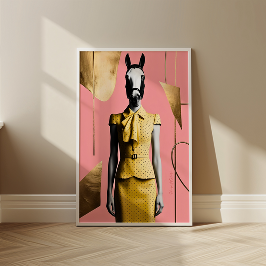 Italian Horse Lady - Extravagantes Poster, Pferdekopf, Luxury Decor, Framed Canva, Italian Design, Trendy Wall Art