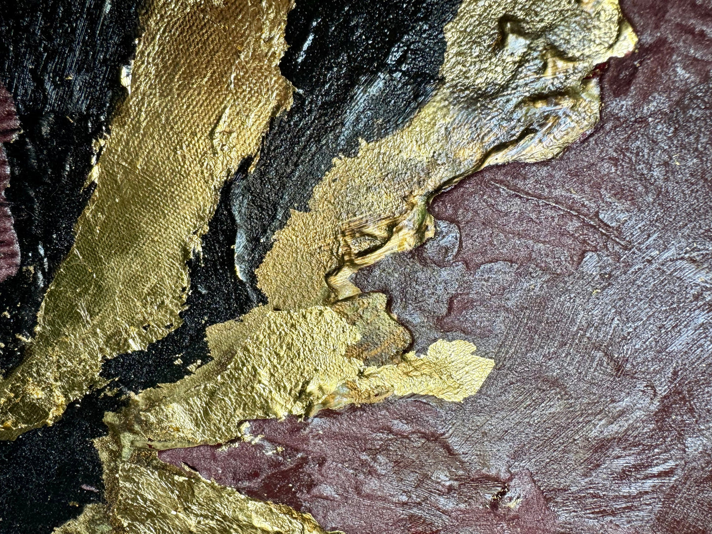 Goldene Tiefe, Abstrakte Acrylmalerei auf Leinwand, 50x70 cm; ungerahmt