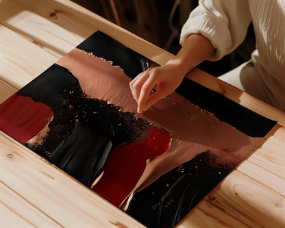 Dark Velvet Poster, Elegantes Wandposter, Schwarz Rosegoldene Wandkunst, ungerahmt - Hochwertiges Künstlerpapier, seidenmatt