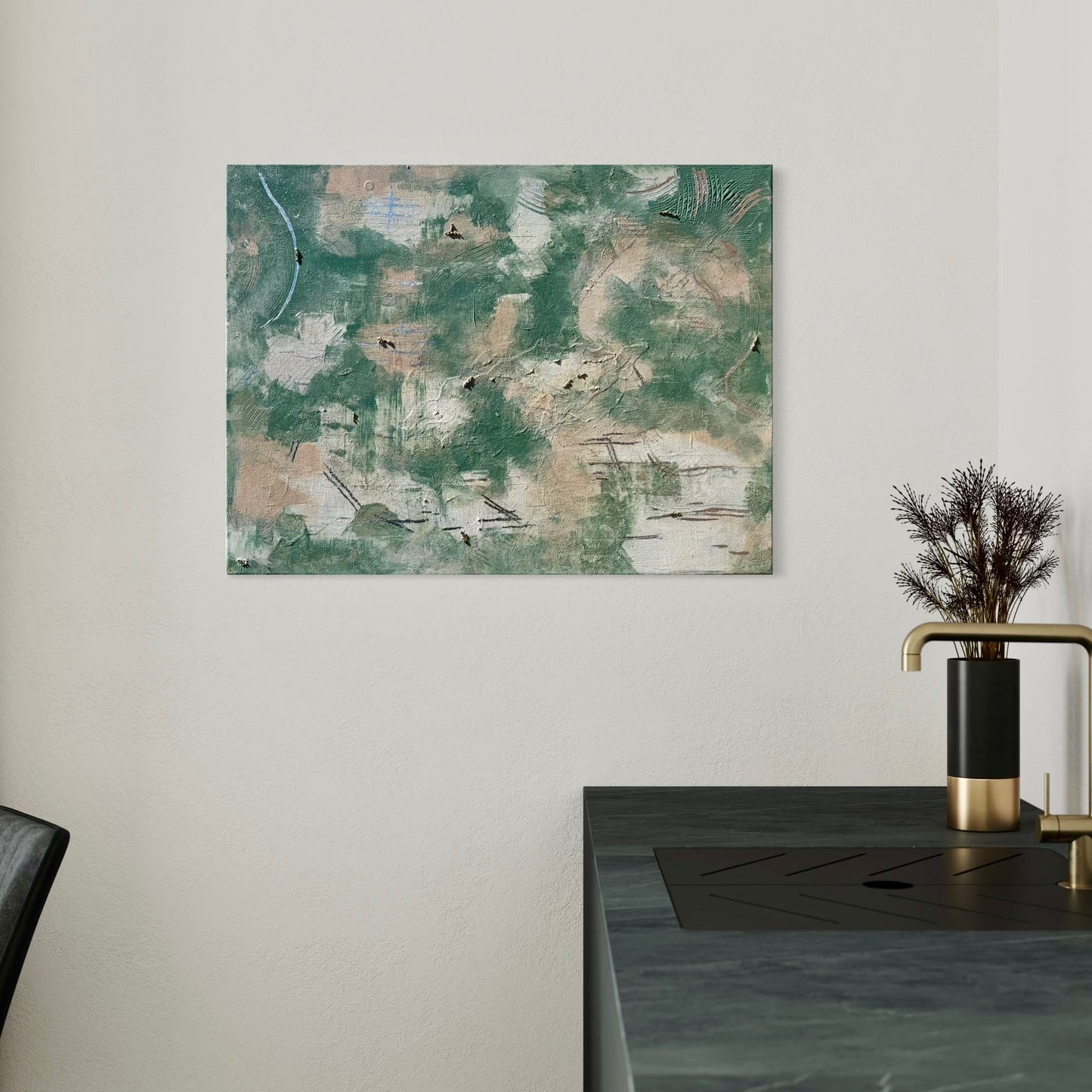 'Green in Harmony' Original Leinwand, Abstrakte Acrylmalerei, Ungerahmte Leinwand