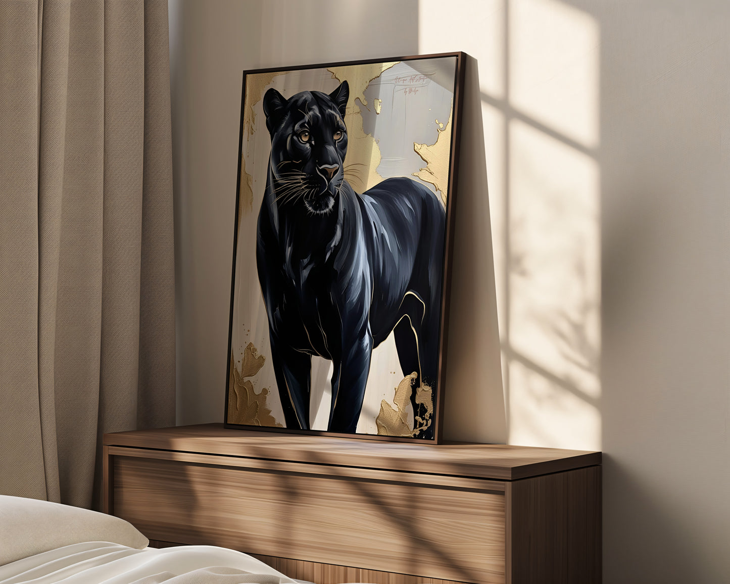 Black Panthera, Panther Poster, Schwarz Goldene Wandkunst, Animal Print, Wanddekoration, ungerahmt; Wall Art, Home Decor - Hochwertiges Künstlerpapier, seidenmatt