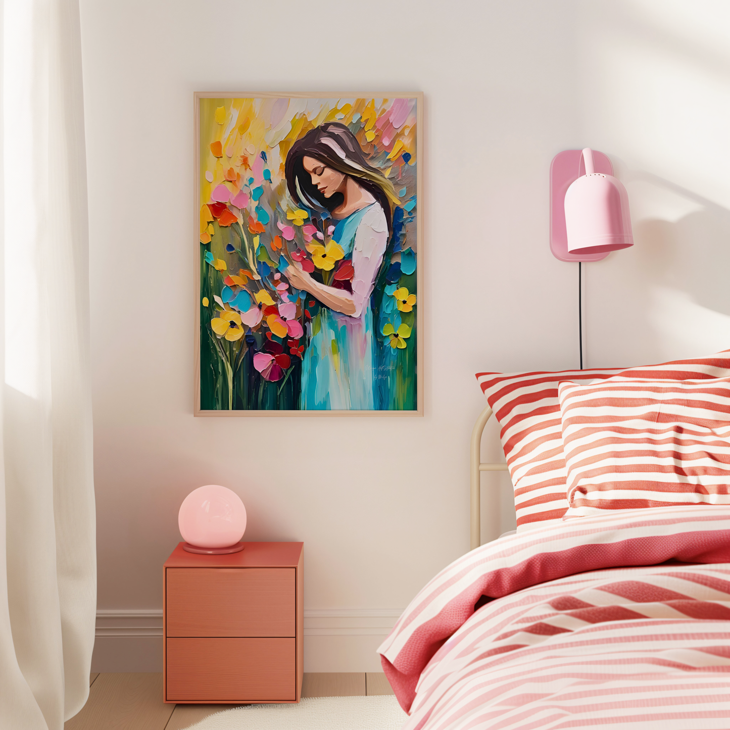 Woman of Spring Poster, Florales Acyrlbild, Blumenmotiv, Frühling Poster, Abstrakte Wandkunst,  ungerahmt; Wall Art, Home Decor, Art Prints - Hochwertiges Künstlerpapier, seidenmatt
